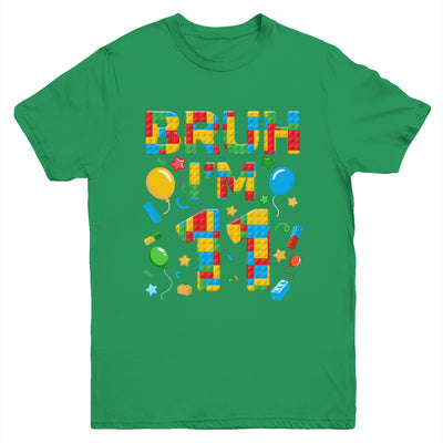Kids 11 Year Old Building Blocks Bruh 11th Birthday Boy Youth Shirt | teecentury