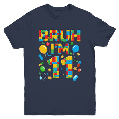 Kids 11 Year Old Building Blocks Bruh 11th Birthday Boy Youth Shirt | teecentury