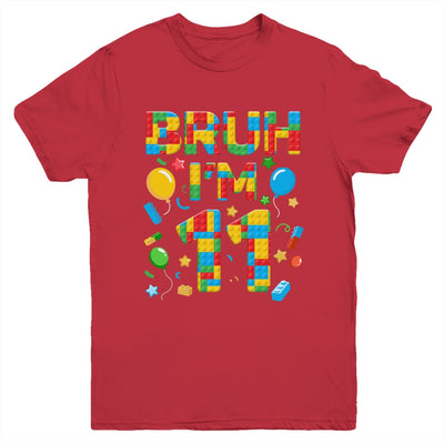 Kids 11 Year Old Building Blocks Bruh 11th Birthday Boy Youth Shirt | teecentury