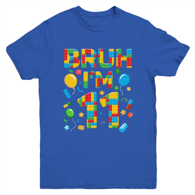 Kids 11 Year Old Building Blocks Bruh 11th Birthday Boy Youth Shirt | teecentury