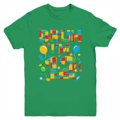 Kids 12 Year Old Building Blocks Bruh 12th Birthday Boy Youth Shirt | teecentury