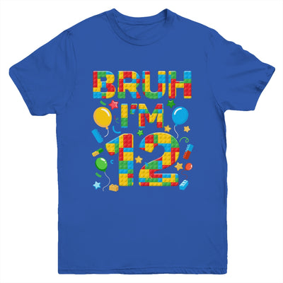 Kids 12 Year Old Building Blocks Bruh 12th Birthday Boy Youth Shirt | teecentury