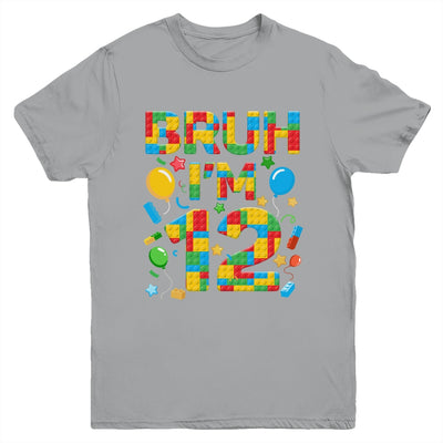 Kids 12 Year Old Building Blocks Bruh 12th Birthday Boy Youth Shirt | teecentury