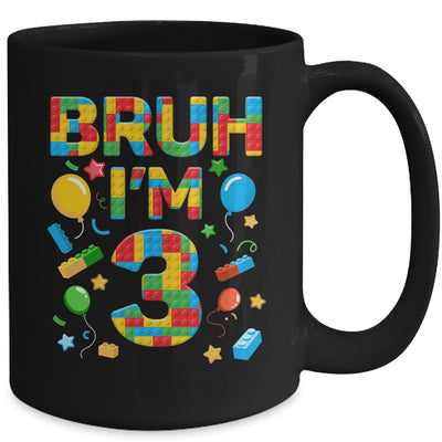 Kids 3 Year Old Building Blocks Bruh 3rd Birthday Boy Mug | teecentury