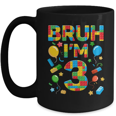 Kids 3 Year Old Building Blocks Bruh 3rd Birthday Boy Mug | teecentury