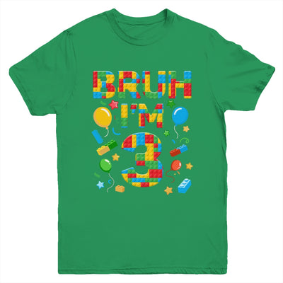 Kids 3 Year Old Building Blocks Bruh 3rd Birthday Boy Youth Shirt | teecentury