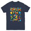 Kids 3 Year Old Building Blocks Bruh 3rd Birthday Boy Youth Shirt | teecentury