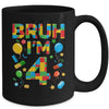 Kids 4 Year Old Building Blocks Bruh 4th Birthday Boy Mug | teecentury