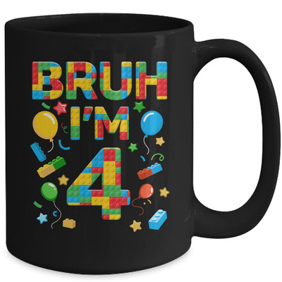Kids 4 Year Old Building Blocks Bruh 4th Birthday Boy Mug | teecentury