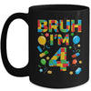 Kids 4 Year Old Building Blocks Bruh 4th Birthday Boy Mug | teecentury