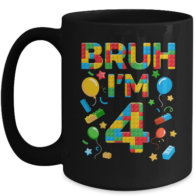 Kids 4 Year Old Building Blocks Bruh 4th Birthday Boy Mug | teecentury