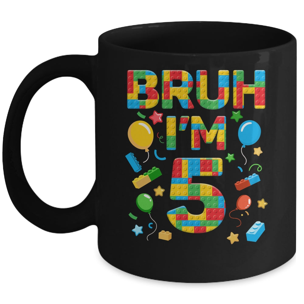 Kids 5 Year Old Building Blocks Bruh 5th Birthday Boy Mug | teecentury