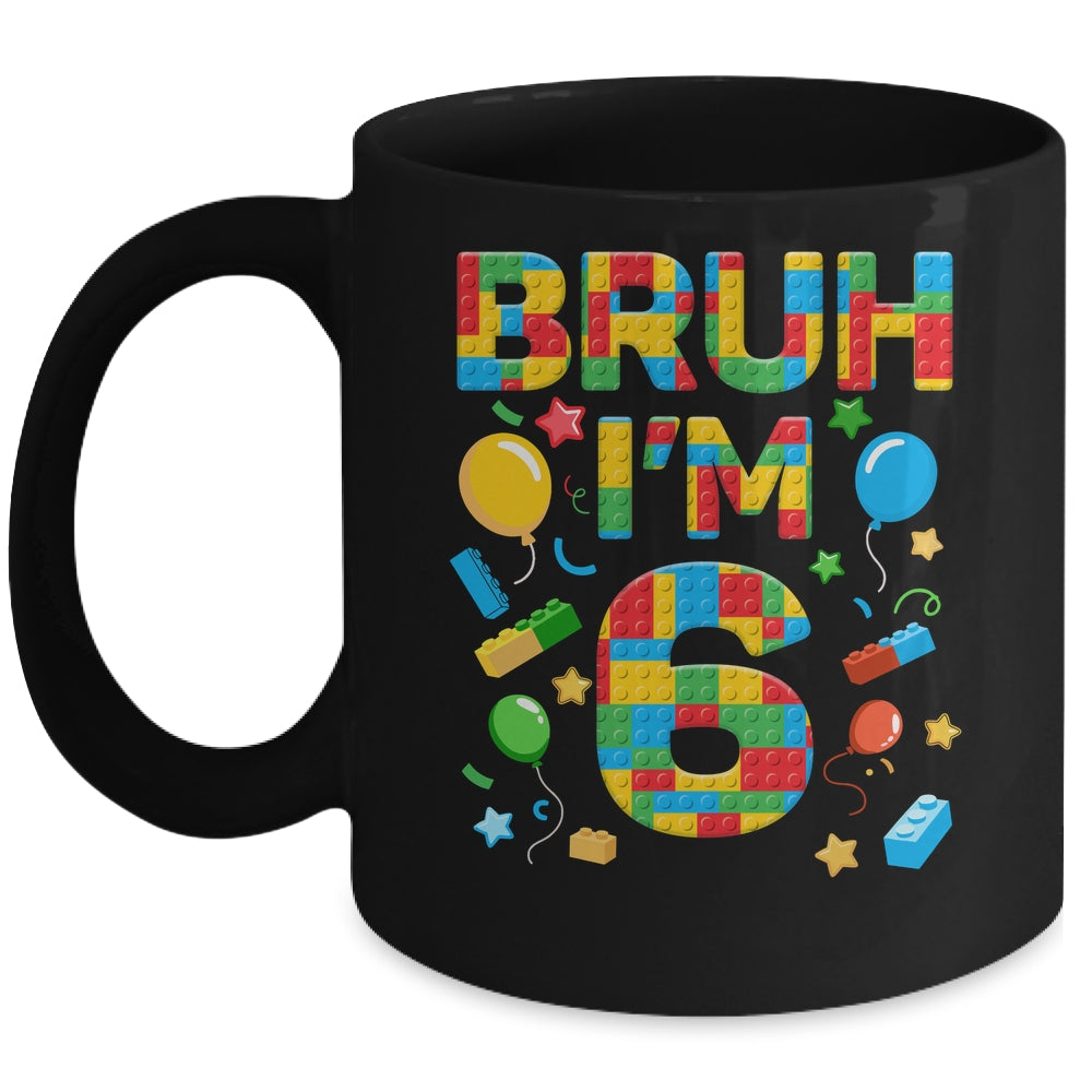 Kids 6 Year Old Building Blocks Bruh 6th Birthday Boy Mug | teecentury