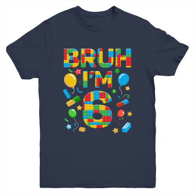 Kids 6 Year Old Building Blocks Bruh 6th Birthday Boy Youth Shirt | teecentury