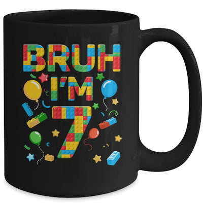 Kids 7 Year Old Building Blocks Bruh 7th Birthday Boy Mug | teecentury