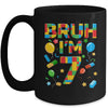 Kids 7 Year Old Building Blocks Bruh 7th Birthday Boy Mug | teecentury