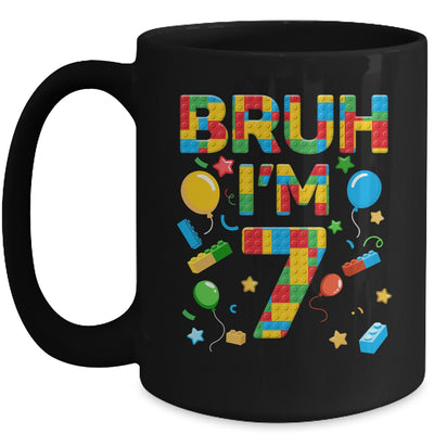 Kids 7 Year Old Building Blocks Bruh 7th Birthday Boy Mug | teecentury