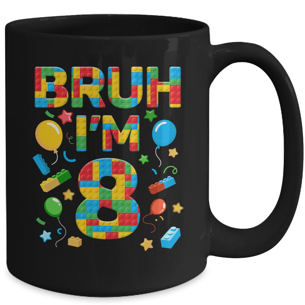 Kids 8 Year Old Building Blocks Bruh 8th Birthday Boy Mug | teecentury
