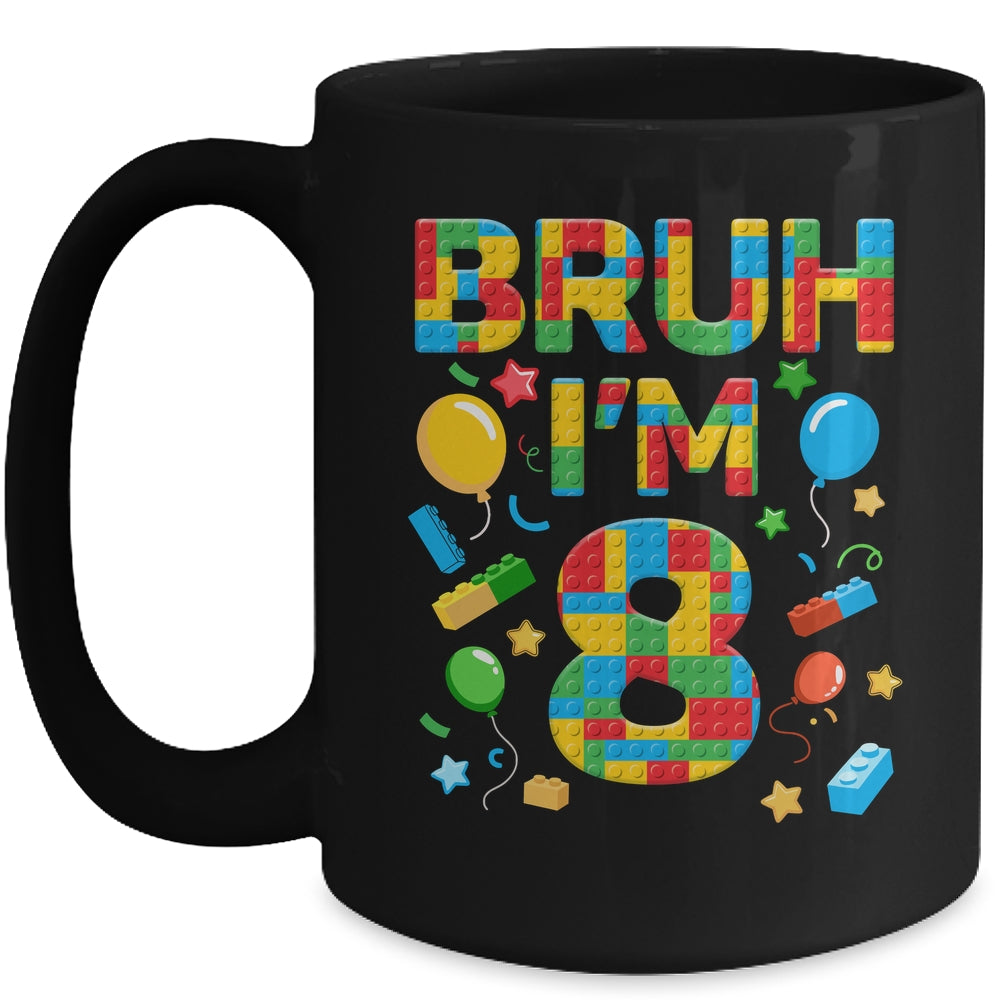 Kids 8 Year Old Building Blocks Bruh 8th Birthday Boy Mug | teecentury