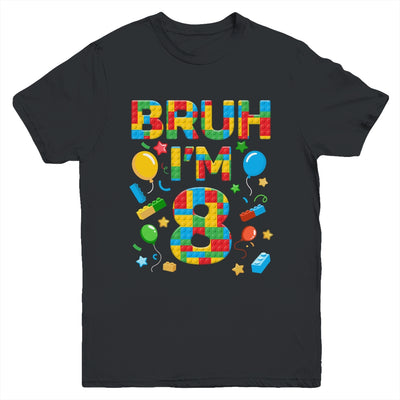 Kids 8 Year Old Building Blocks Bruh 8th Birthday Boy Youth Shirt | teecentury
