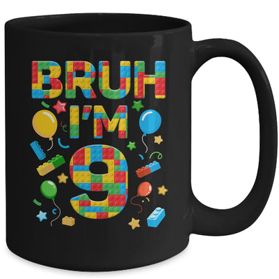 Kids 9 Year Old Building Blocks Bruh 9th Birthday Boy Mug | teecentury