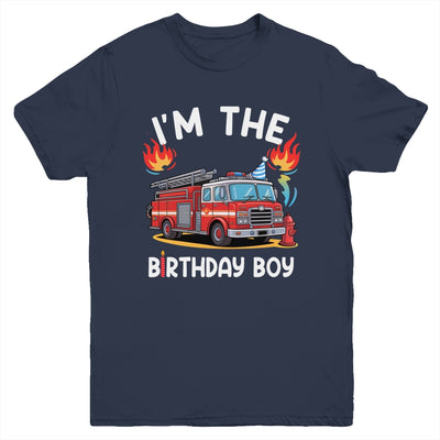 Kids Birthday Boy Fire Truck Firefighter Bday Party Theme Youth Shirt | teecentury