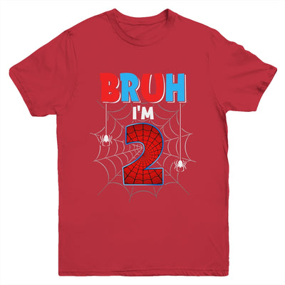 Kids Bruh I'm 2 Year Old It's My 2nd Birthday Boy Spider Youth Shirt | teecentury