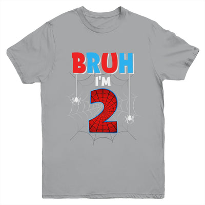 Kids Bruh I'm 2 Year Old It's My 2nd Birthday Boy Spider Youth Shirt | teecentury