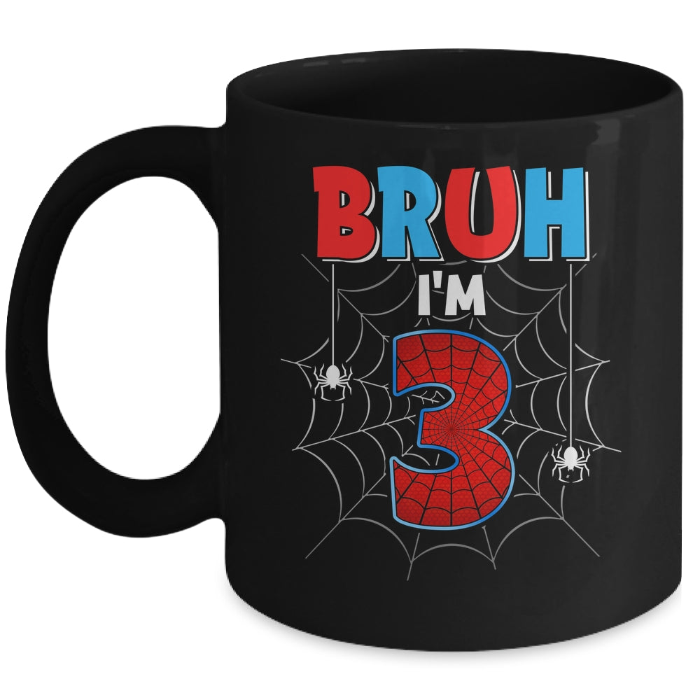 Kids Bruh I'm 3 Year Old It's My 3rd Birthday Boy Spider Mug | teecentury