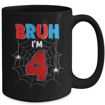 Kids Bruh I'm 4 Year Old It's My 4th Birthday Boy Spider Mug | teecentury