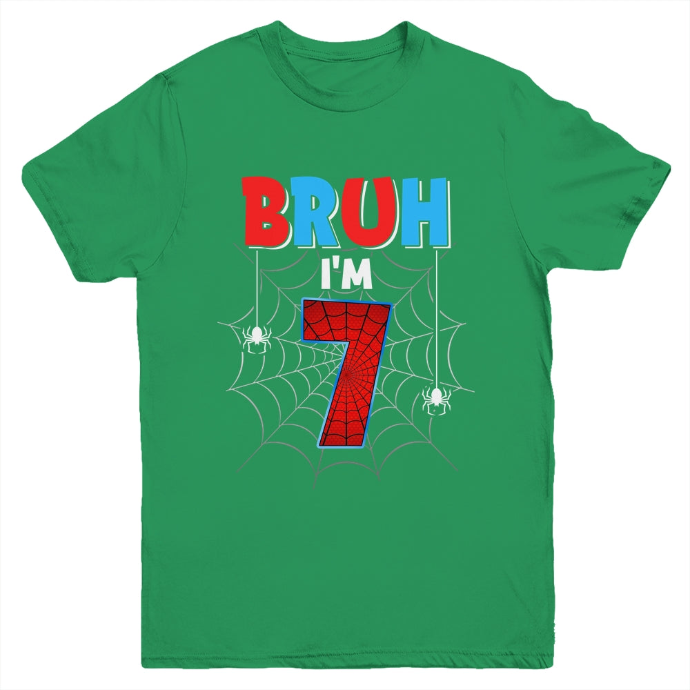 Kids Bruh I'm 7 Year Old It's My 7th Birthday Boy Spider Youth Shirt | teecentury