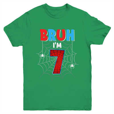 Kids Bruh I'm 7 Year Old It's My 7th Birthday Boy Spider Youth Shirt | teecentury