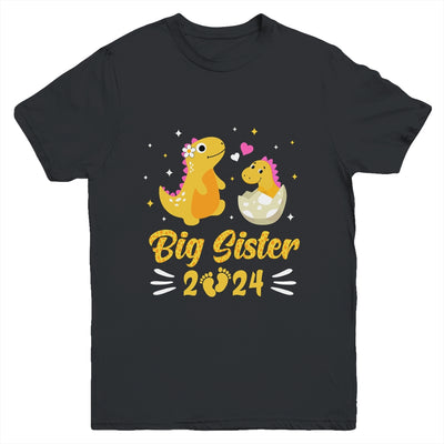 Kids Promoted To Big Sister 2024 Dinosaur T-Rex Girls Youth Shirt | teecentury