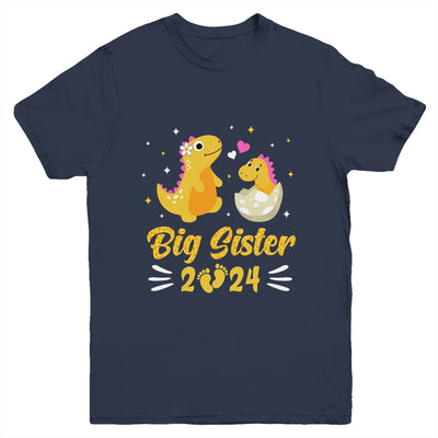 Kids Promoted To Big Sister 2024 Dinosaur T-Rex Girls Youth Shirt | teecentury