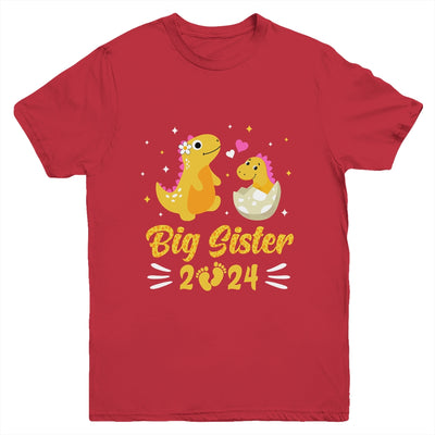 Kids Promoted To Big Sister 2024 Dinosaur T-Rex Girls Youth Shirt | teecentury