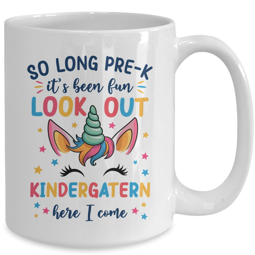 Kids So Long Pre-K It's Been Fun Kindergarten Here I Come Mug | teecentury