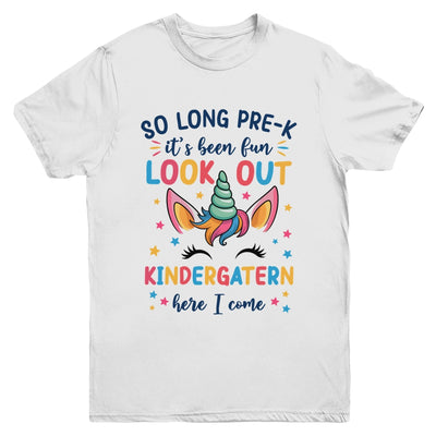 Kids So Long Pre-K It's Been Fun Kindergarten Here I Come Youth Shirt | teecentury