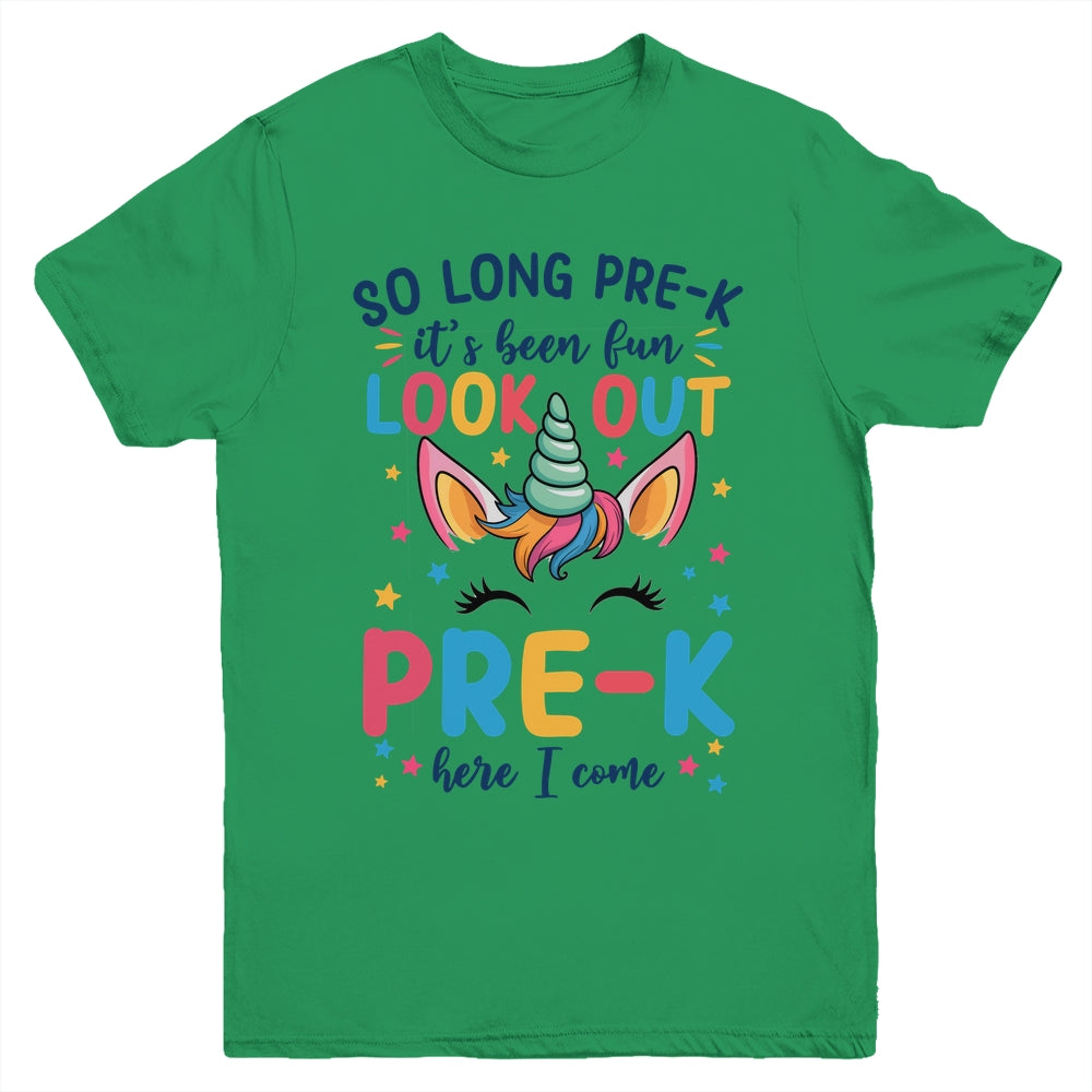 Kids So Long Pre-K It's Been Fun Preschool Pre-K Here I Come Youth Shirt | teecentury