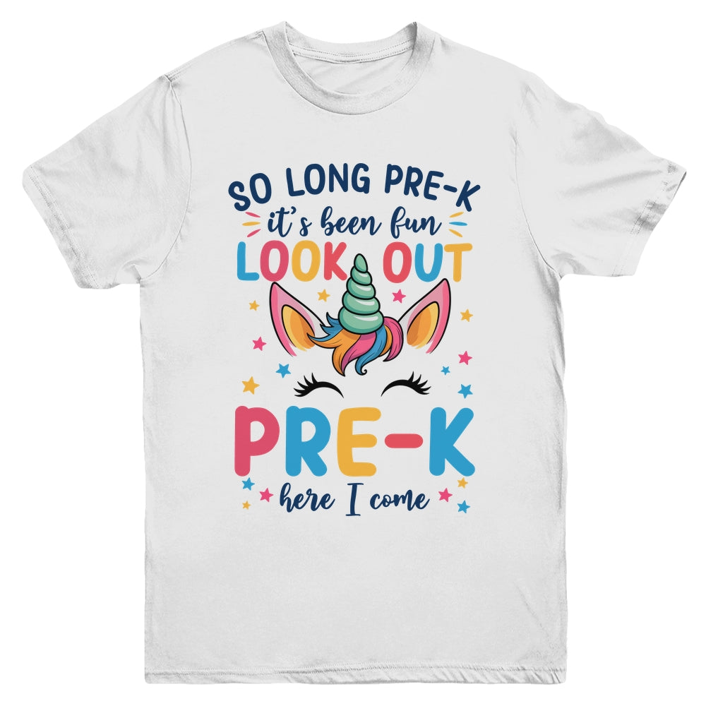 Kids So Long Pre-K It's Been Fun Preschool Pre-K Here I Come Youth Shirt | teecentury