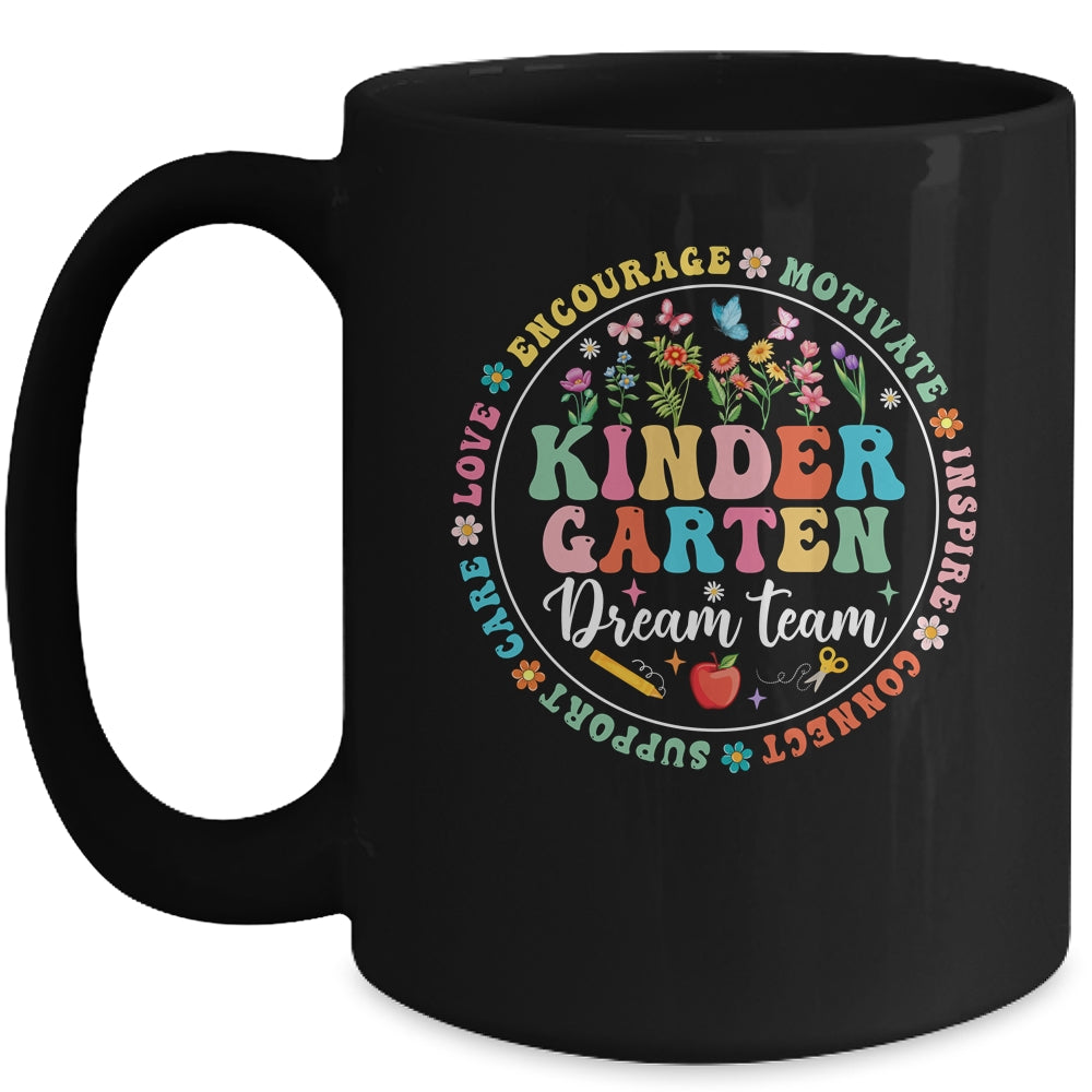 Kindergarten Dream Team Back To School Teacher Flower Mug | teecentury