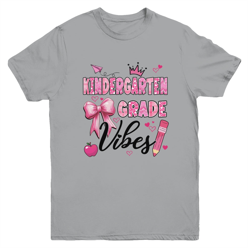 Kindergarten Vibes Back To School Coquette Teacher Girl Youth Shirt | teecentury