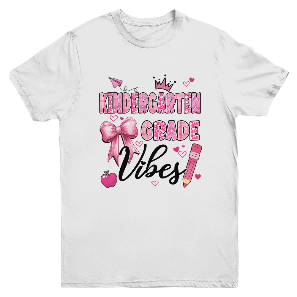 Kindergarten Vibes Back To School Coquette Teacher Girl Youth Shirt | teecentury