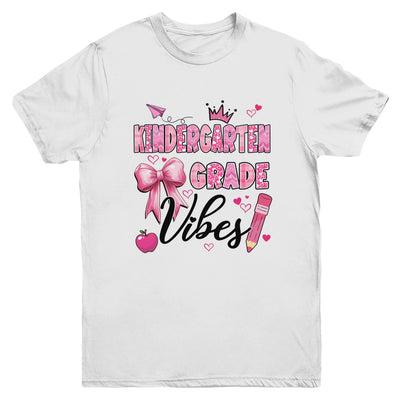 Kindergarten Vibes Back To School Coquette Teacher Girl Youth Shirt | teecentury