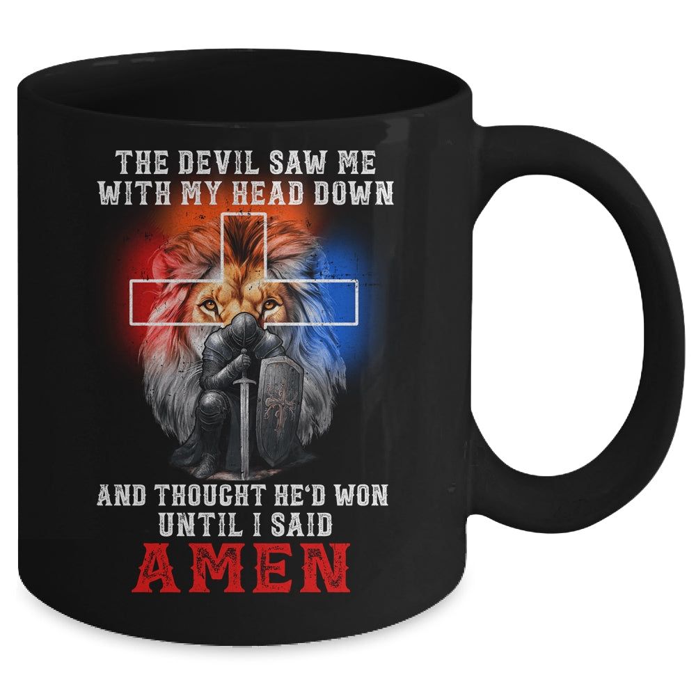 Knight Templar The Devil Saw Me With My Head Down Lion Mug | teecentury