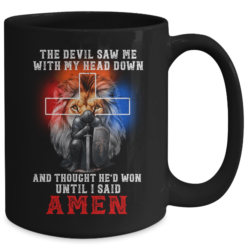 Knight Templar The Devil Saw Me With My Head Down Lion Mug | teecentury