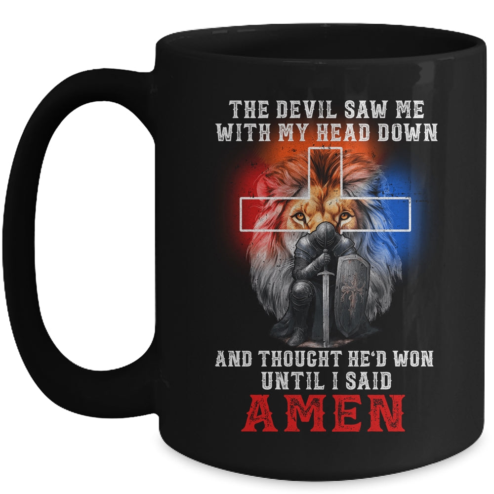 Knight Templar The Devil Saw Me With My Head Down Lion Mug | teecentury