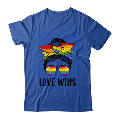 LGBTQ Love Wins Messy Bun Women Gay Pride LGBT Lesbian Shirt & Tank Top | teecentury