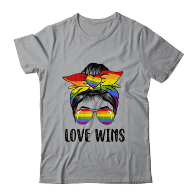 LGBTQ Love Wins Messy Bun Women Gay Pride LGBT Lesbian Shirt & Tank Top | teecentury