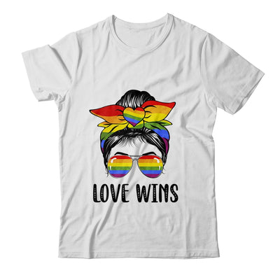 LGBTQ Love Wins Messy Bun Women Gay Pride LGBT Lesbian Shirt & Tank Top | teecentury