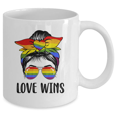 LGBTQ Love Wins Messy Bun Women Gay Pride LGBT Lesbian Mug | teecentury